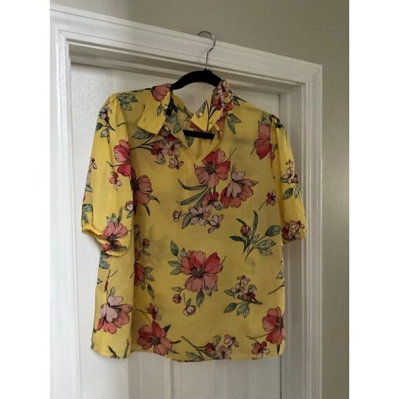 WOMEN’S Yellow‎ Floral Shirt Size Large - Picture 12 of 12